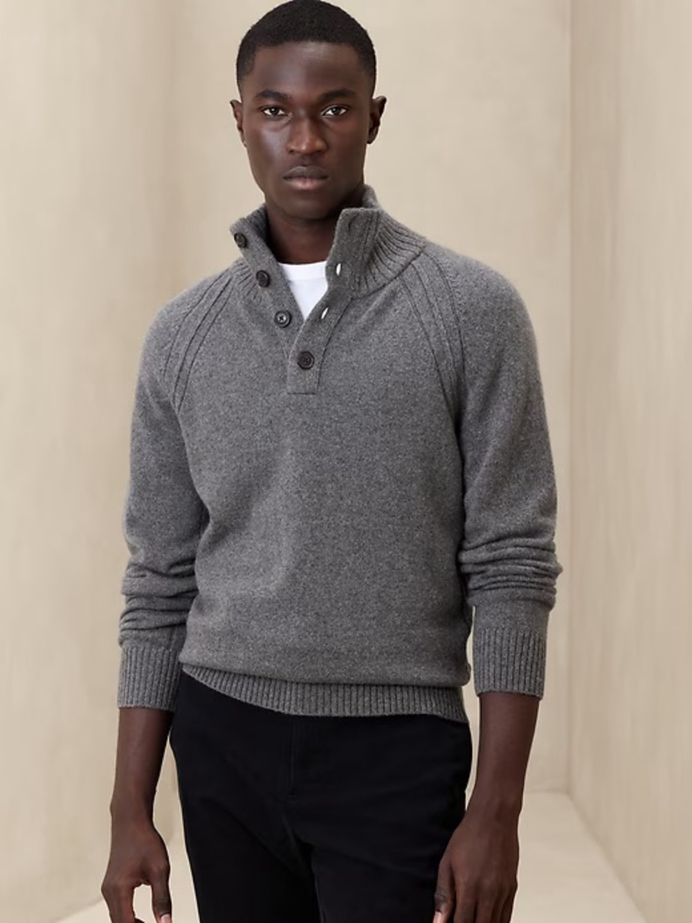 Banana Republic Pierro Wool Sweater Medium Gray